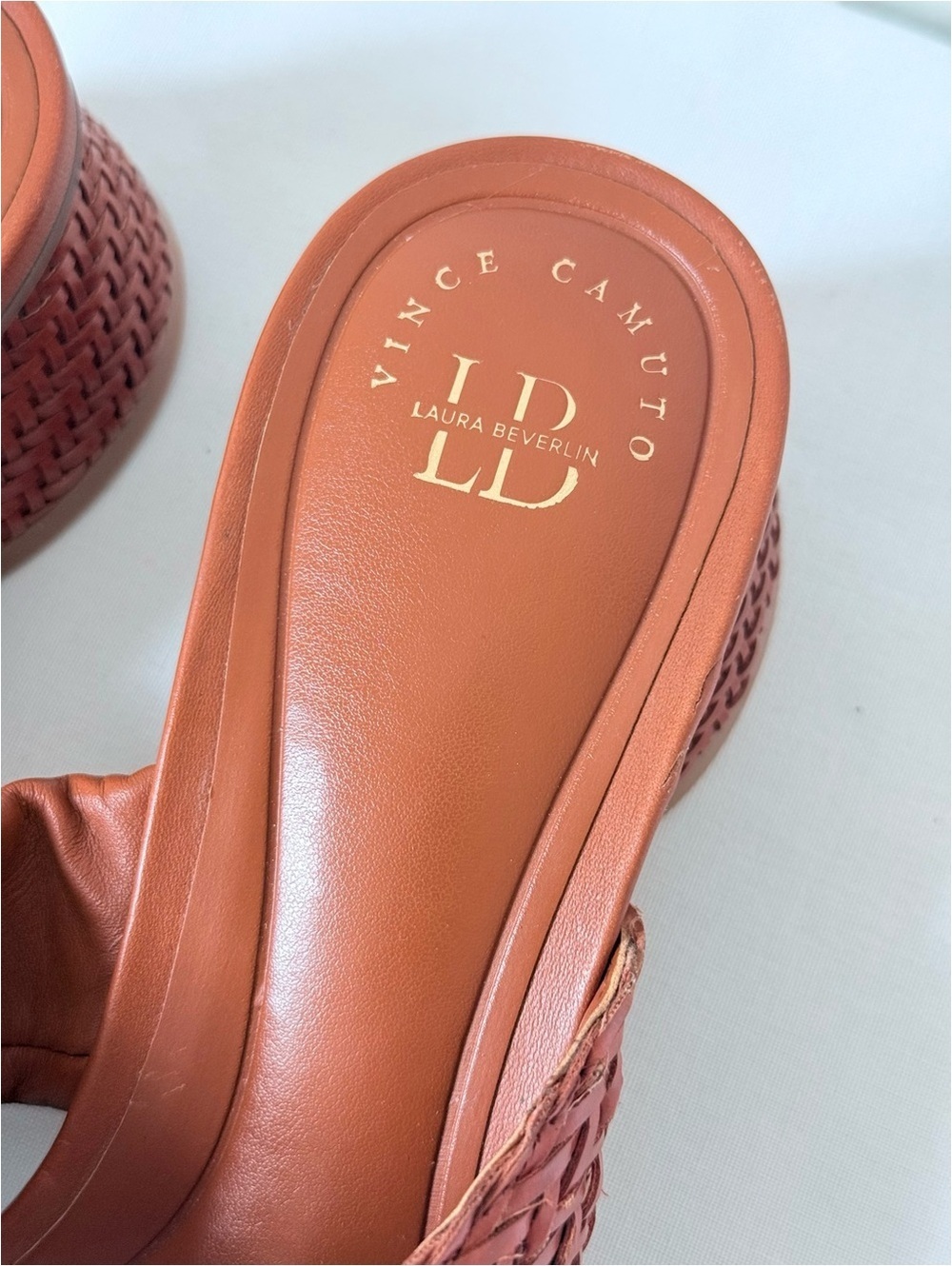 Vince Camuto x Laura Beverlin Braided Leather Block Heel Slides Size 9.5 - Picture 2 of 9